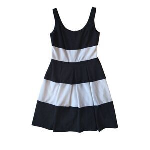 Lauren Ralph Lauren Black & White Stripe Pleated Sleeveless Dress Women's Size 6